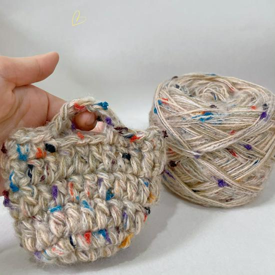 Handmade Coffee Bean Brown Yarn Set: Scarf, Hat, Earphone Case, Knitted Bag - 80g