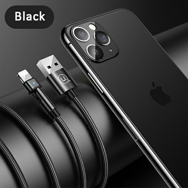 Usams Kabel Pleciony Obrotowy U60 2Alightning Czarny/Black 1M Sj476Usb01 (Us-Sj476)