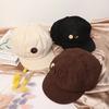Retro Button Corduroy Octagonal Cap For Women Painter Artist Hat Japanese Girls Brown Peaked Caps Autumn Winter Berets