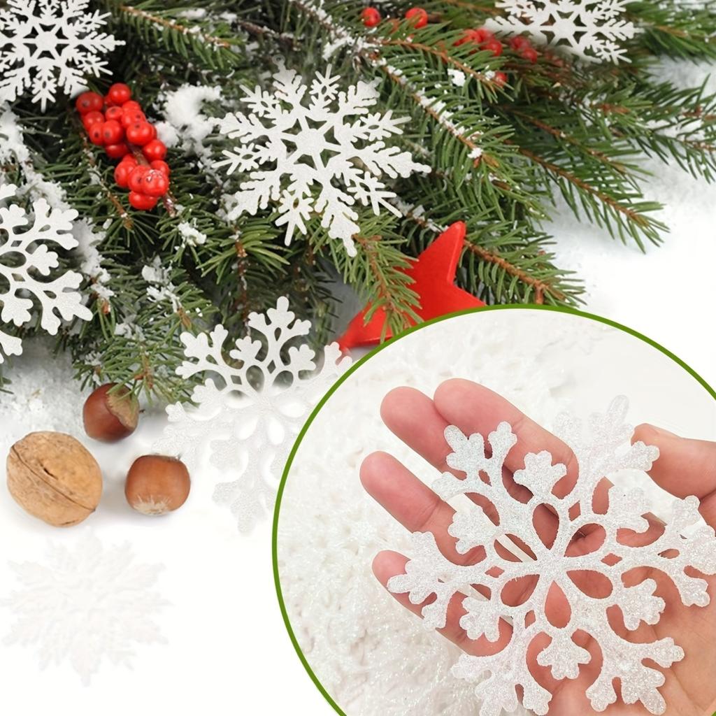 36pcs Classic Felt Snowflake Ornaments, Christmas Tree Decorations, Polyester 100., Festive Indoor Winter Wonderland Decor