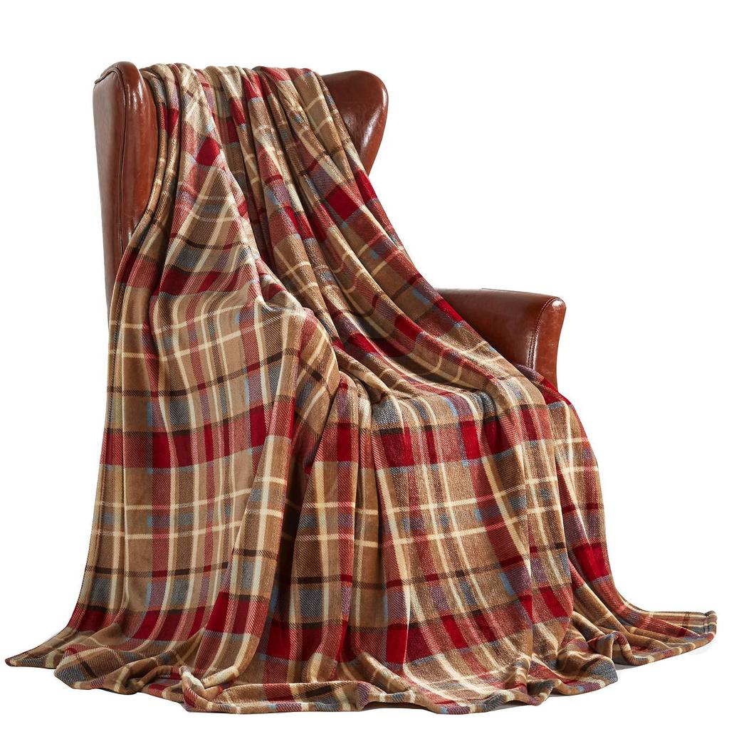 Turquoise Plaid Blanket Farmhouse Blanket Office Sofa Nap Blanket Travel Portable Blanket