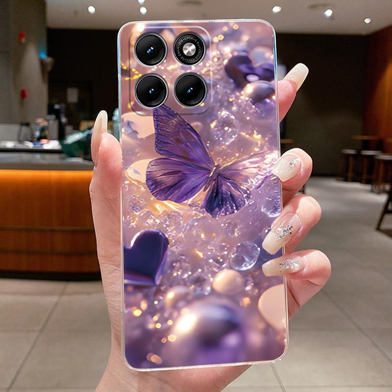 Etui Na Motorola Edge 70 Fusion Przezroczyste Luksusowe Modne Motyl Kwiaty Miękki TPU Silikonowy Pokrowiec Na Telefon dla Edge70 Fusion Zderzak