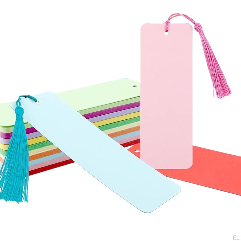 100 Pieces Blank Color Bookmarks DIY Craft Projects Art Crafting to Paint with Colorful Tassels for