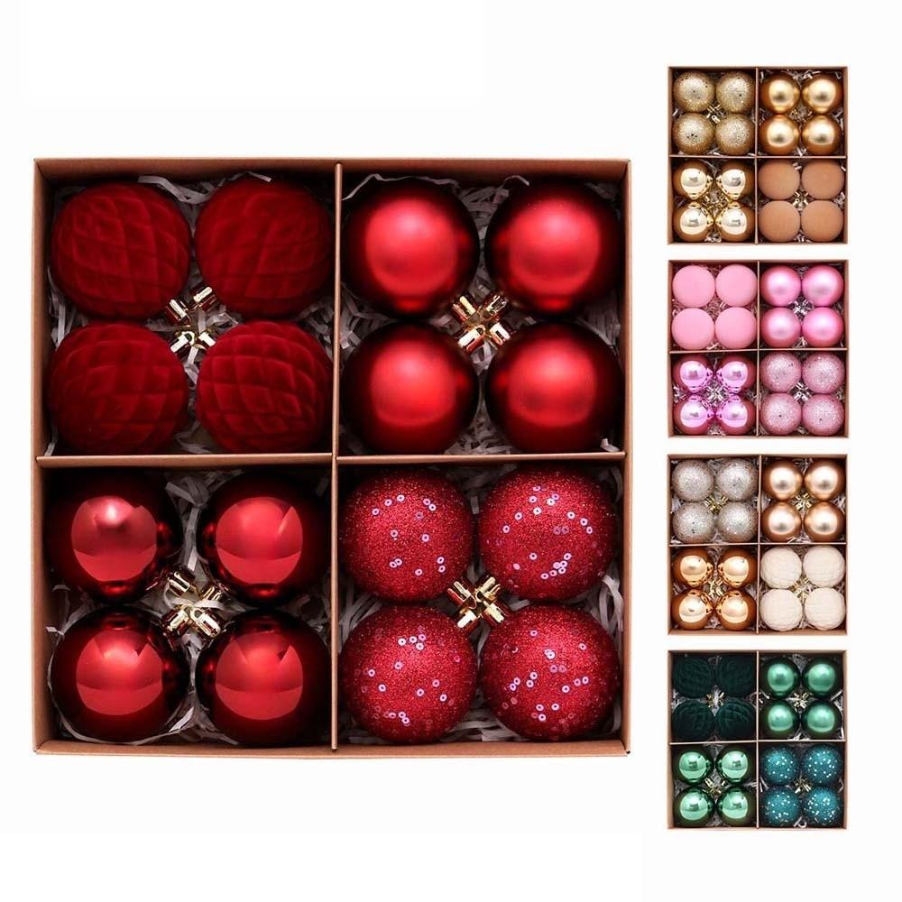 Flocked Velvet Christmas Ornaments Set Electroplated Shiny Holiday Hanging Pendants Family Homes