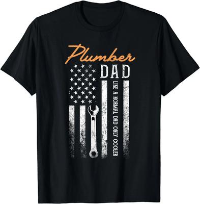 Plumber Dad Like A Normal Dad Only Cooler USA Flag Plumbing Gift Unisex T-Shirt