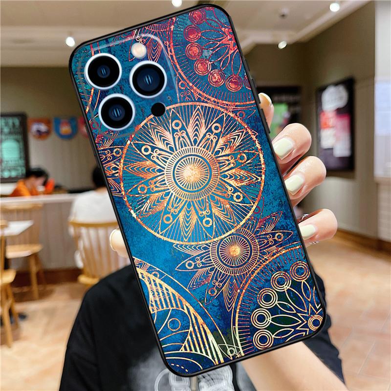 Trippy Tie Dye Floral Mandala Case For iPhone 16 15 11 12 13 14 Pro Max XS XR X 7 8 Plus 12 13 Mini Soft Cover