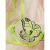 Green Butterfly Embroidery Lace Edge Seduction Perspective Print Lingerie Adult Bra Prom Queen