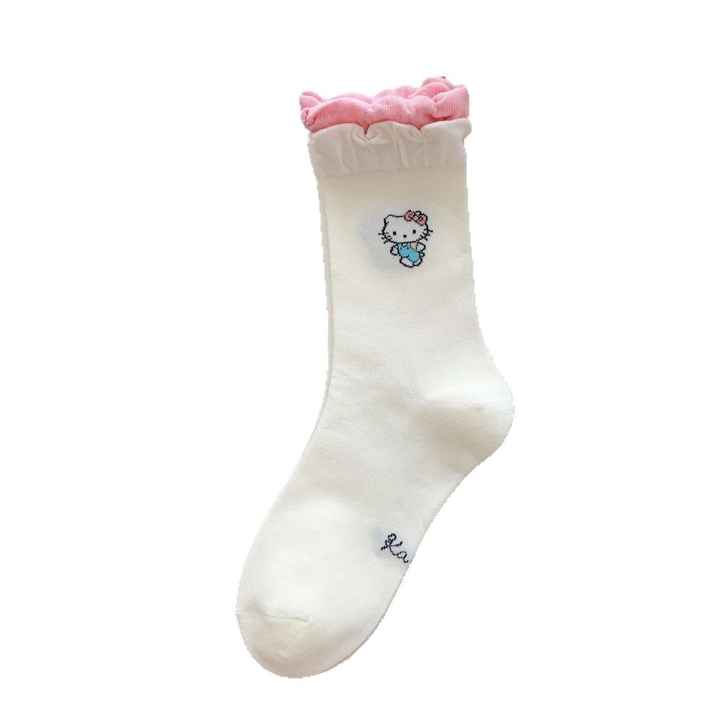 Spring Popular Cute Cartoon Kt Cat Fashion Versatile Age-Reducing Loose Socks Mid-Tube Socks