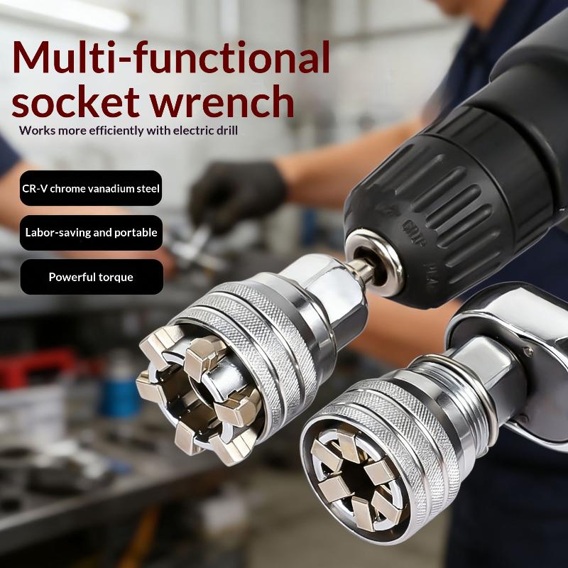 1/2Pcs Adjustable Magic Socket Wrench Universal 10-19mm Ratchet Head Spanner Labor Saving for Furniture Assembly DIY Projects