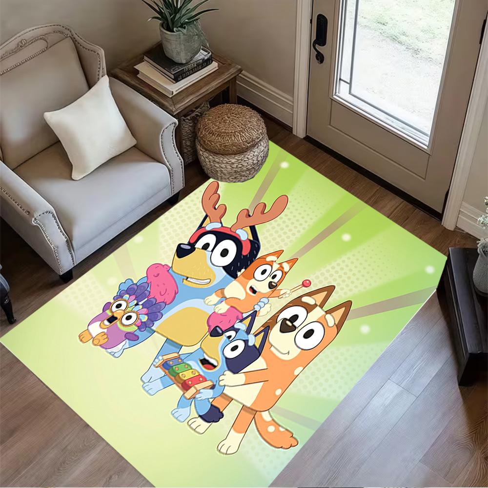Bluey Friends Adventure Floor Mat Design for Study Room Playrooms Dining Room Kitchen Antislip Carpet Anime Office Decor