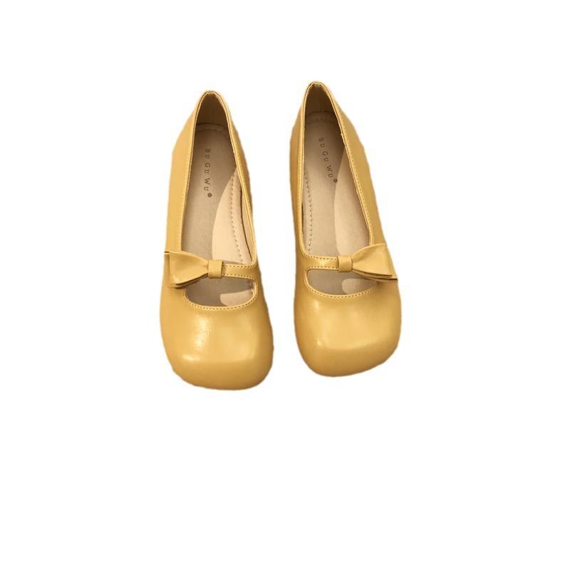 Round Head Late Evening Wind Literary Soft-soled Single Shoes Women's 2025 New Fairy Retro Bow Doudou Shoes Women's Single Shoes