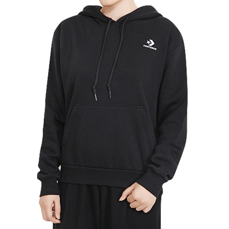 Converse Sweatshirts Women's Black Hooded Thickened Regular 10020872-A01