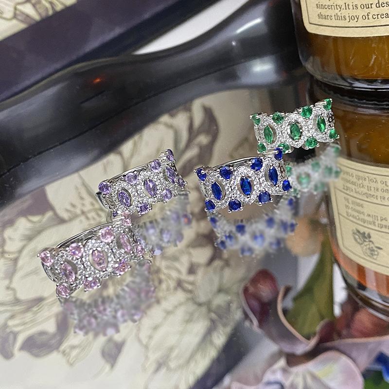 2026 Fashion Trend, Plated with 18K Gold, Dark Purple Zirconium Bright Personality Niche Index Finger Ring