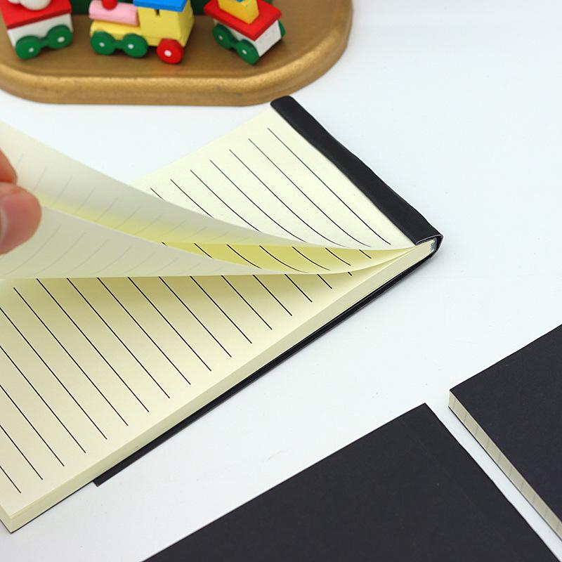 Portable Perfect Bound Tear-Off Memo Pad - Black Cardstock Pocket Notebook