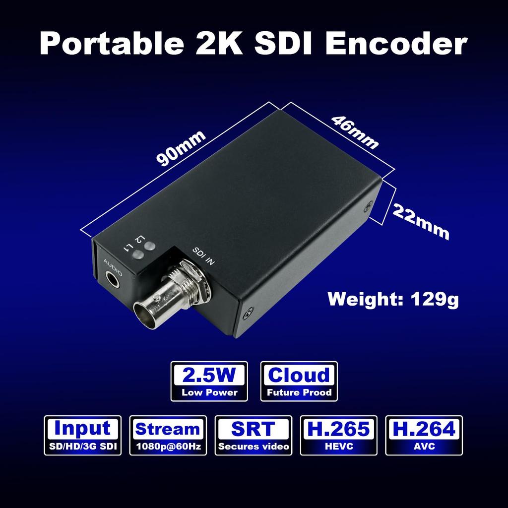 DDMALL HEVC Encoder for Live Streaming from to IP Video Audio Live Streaming 2K SRT Encoder with or Model SD/HD/3G-SDI Encoder, H.265 H.264 Encoder,
