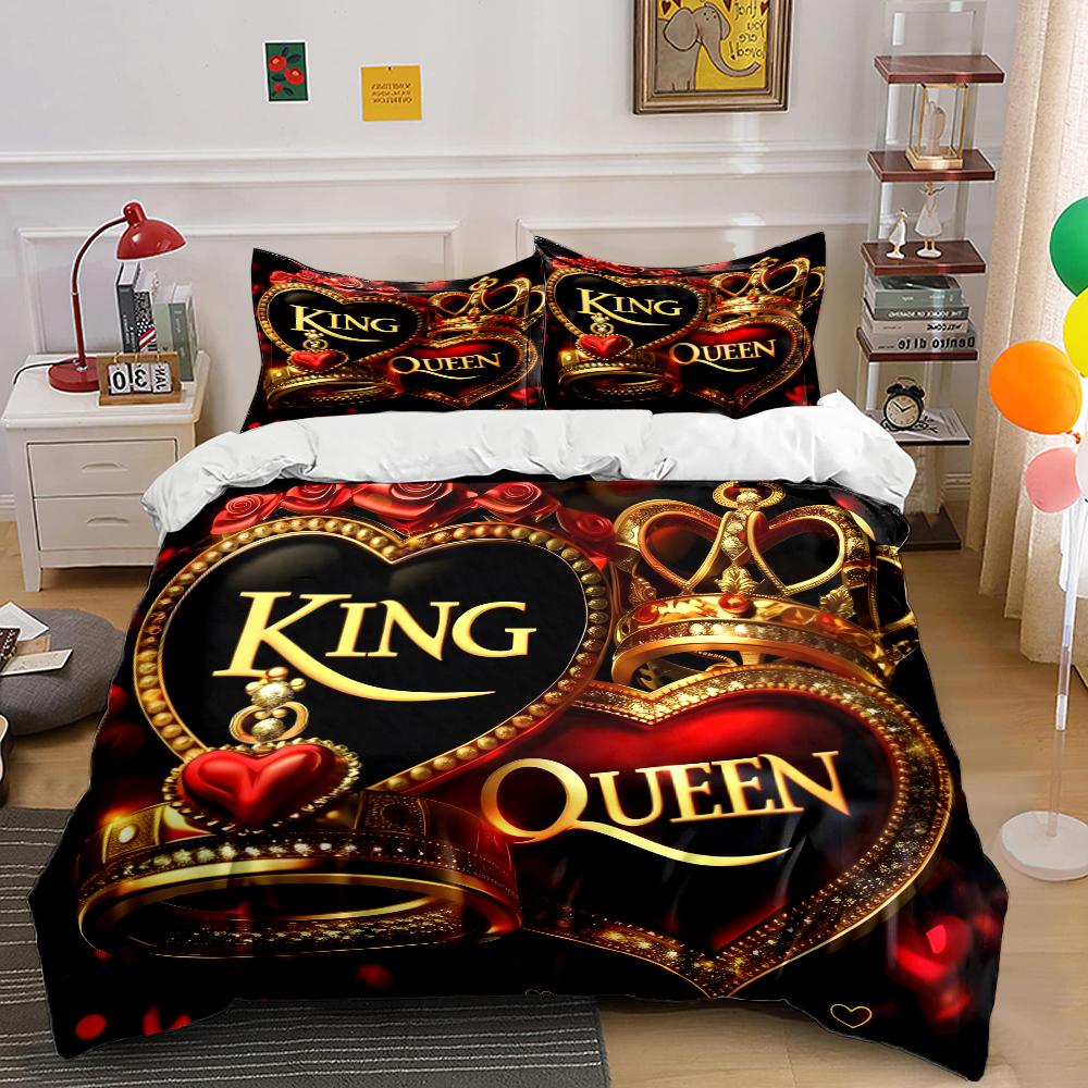 3-teiliges Fantasy Love Kunstdruck Bettwäscheset Bettbezug 1 Bettbezug 2 Kissenbezüge Erwachsenen- und Kinderbettwäscheset Luxus für Geschenke