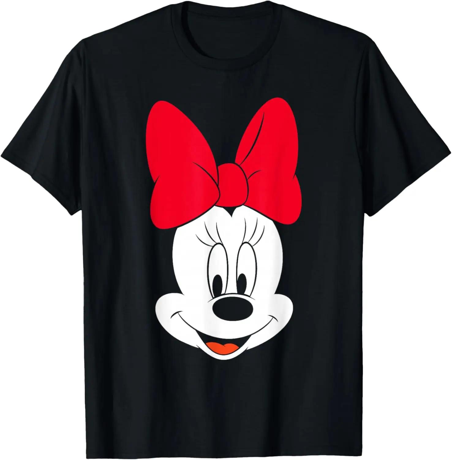 Hot Fashion Disney Minnie Mouse Big Face T-Shirt S-4XL Four Seasons XXXXL
