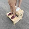 Solid Wood 2-Step Folding Ladder Stool for Household and Balcony Use