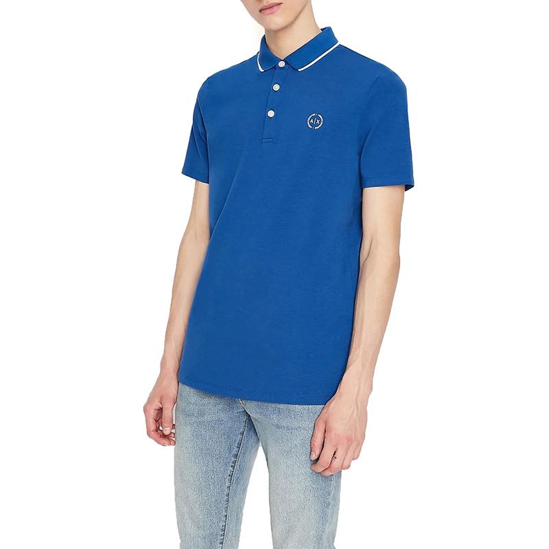 Armani Exchange Solid Color Logo Cotton Short Sleeve Polo Shirt Men Tops Indigo 8NZF70-Z8M9Z-15BE