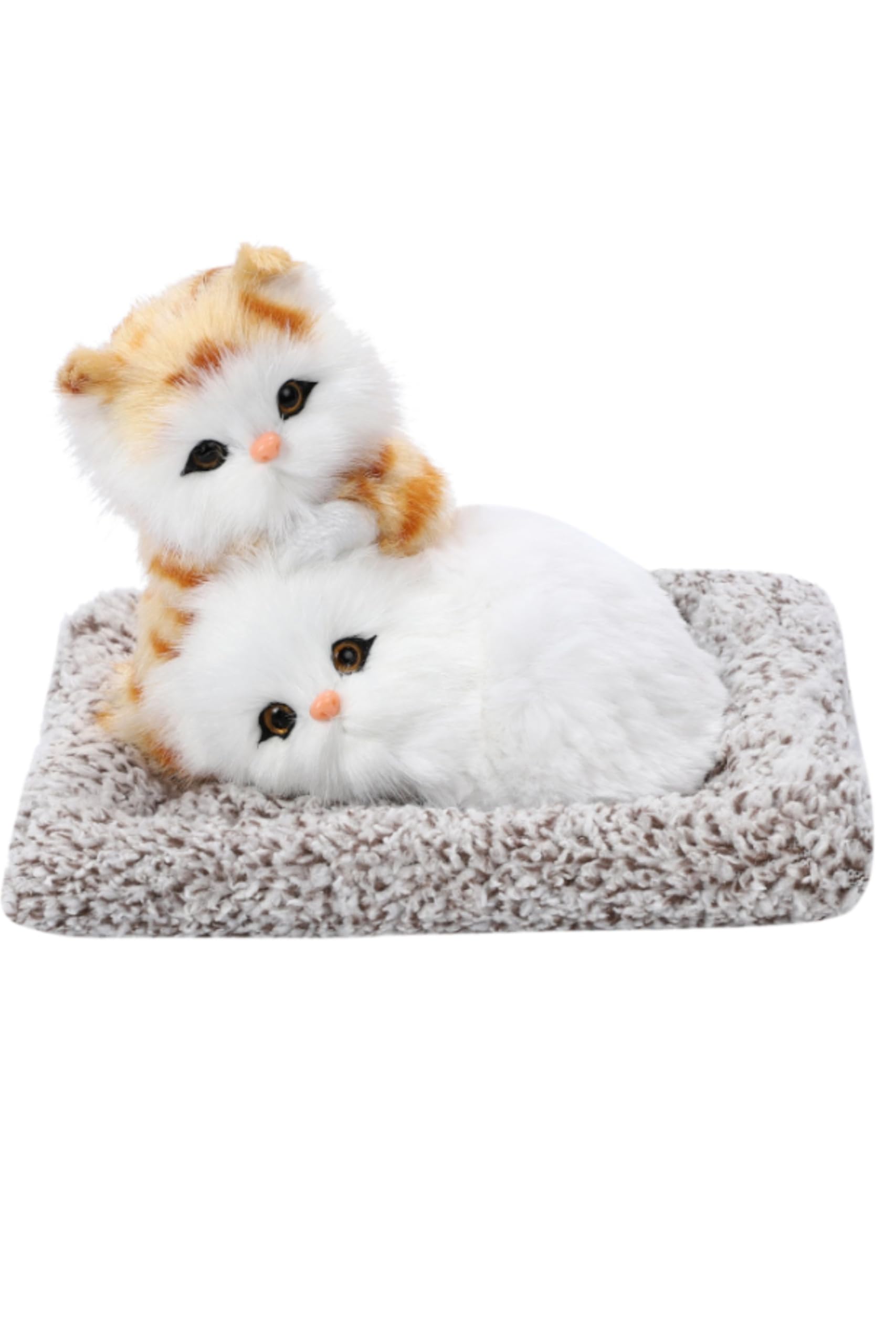 

TASINO Cat Figurine Plush Toy, Realistic, Cute, Lifelike Kitten Model, Car (Kitten (Brown Tabby + White))