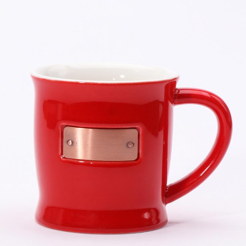 

Copper inlaid ceramic mug Office water cup Coffee cup Festival gifts 401-500ml