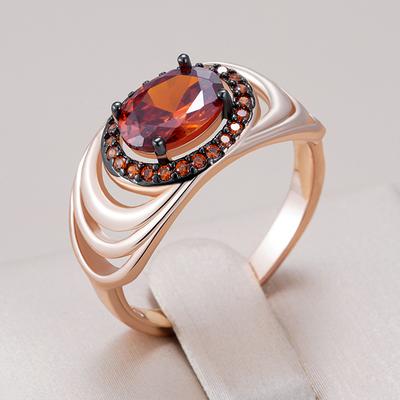 Red Natural Zircon Geometry Bride Wedding Ring For Women  Rose Gold And Black Plating Vintage Daily Fine Jewelry