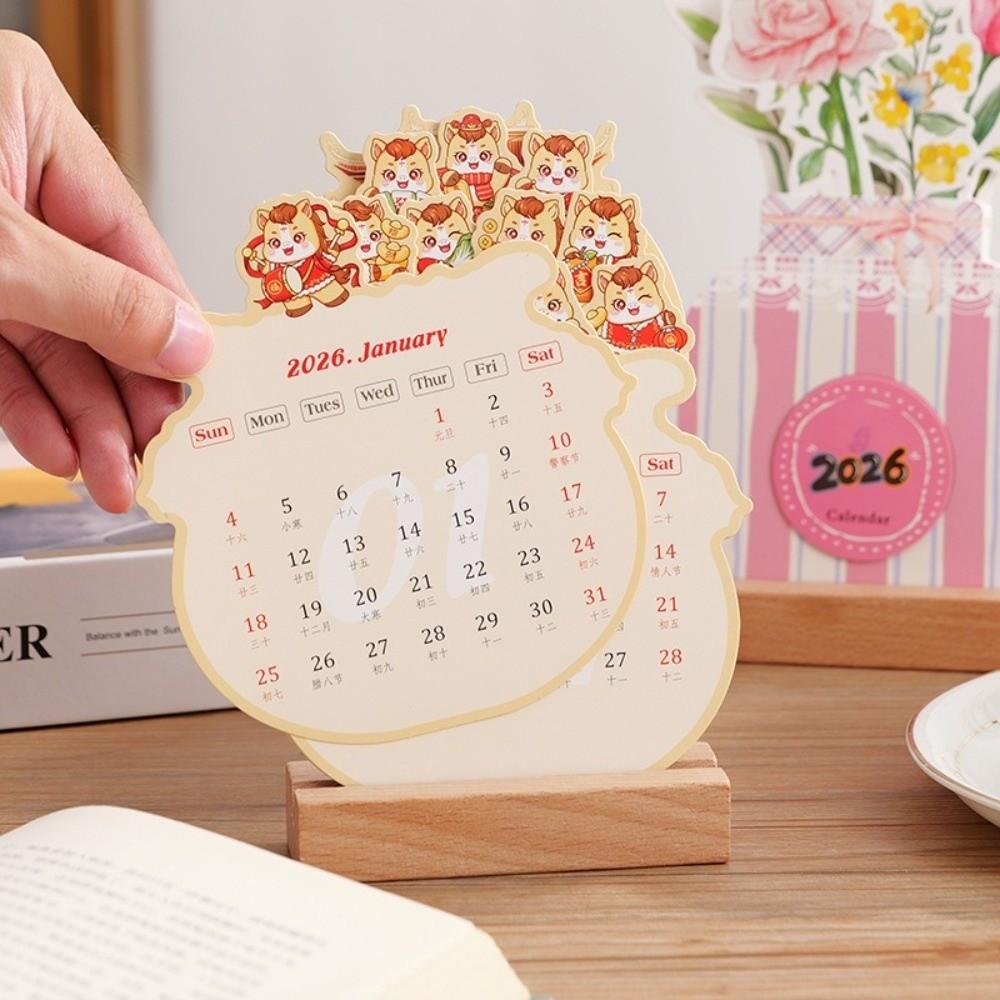 DIY Desk Calendar Wooden Base Monthly Planner New 2026 Desktop Calendar  New Year