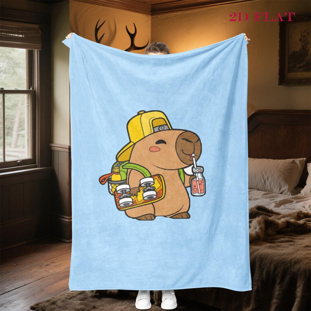 Whimsical Capybara Snacks Blanket Sofa Blanket Blanket Air Conditioning Blanket Bedroom Digital Printing
