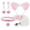 Anal Sex Toys Fox Tail Butt Plug Sexy Plush Cat Ear Headband With Bells Necklace Set Massage Sex Toys For Women Couples Cosplay