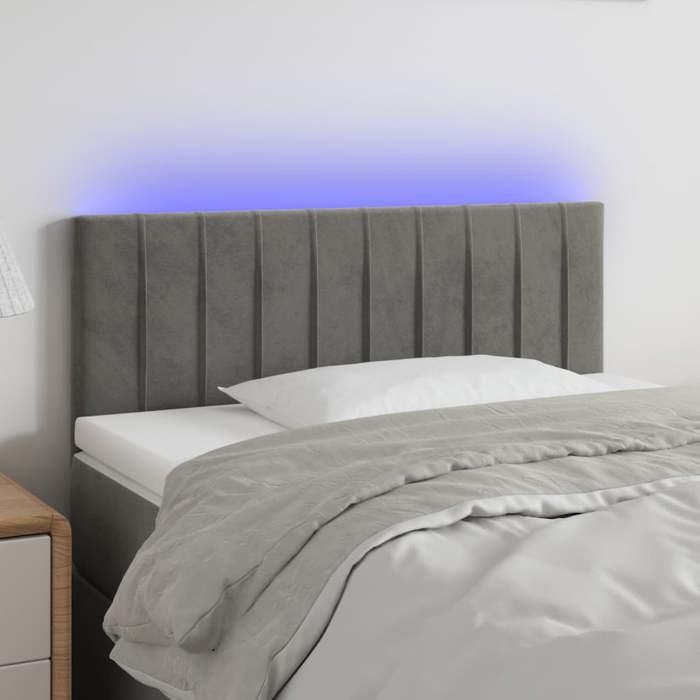 VidaXL Tête de Lit à LED Meuble de Chambre à Coucher Accessoire de Lit Simple Tête de Cadre de Lit Intérieur Gris Clair 3121886