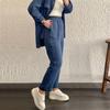 2024 Plus Size Women's Casual Crepe Loose Lapel Long Sleeve Shirt Set - European & American Style