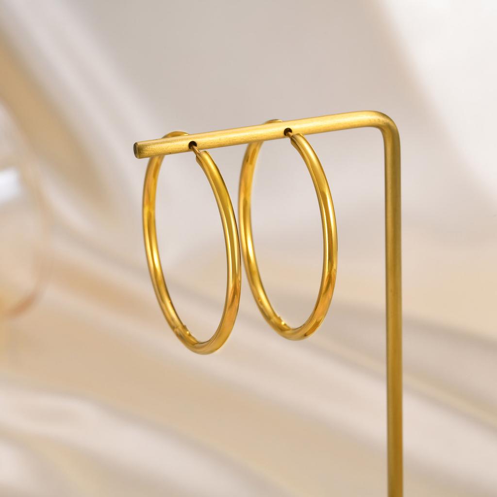 Minimalist Circle Hoop Earrings for Women, Simple Stainless Steel Round Huggies Earring