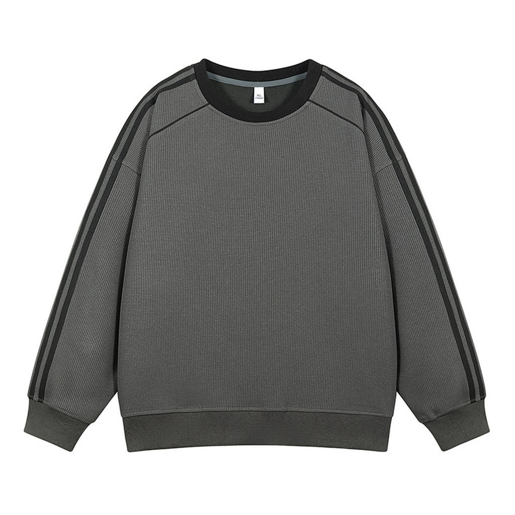 Round-neck Casual Striped Sweatshirt, Breathable And Lightweight Sportswear Top, Slim Striped Sweatshirt
