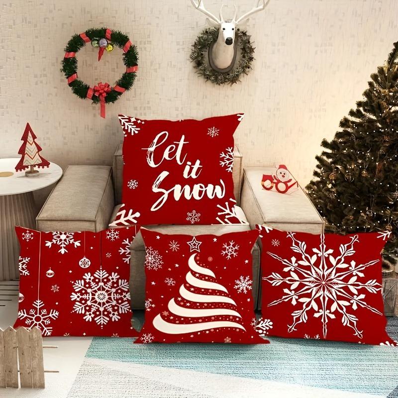 Christmas Decoration Pillow Cover Snowflake Pattern Printing Living Room Sofa Cushion Cover Room Home Party Decoration