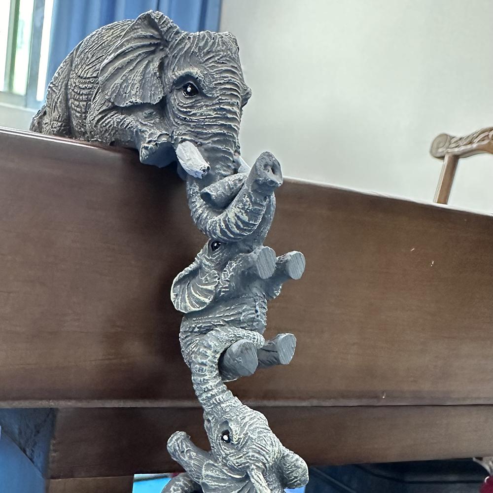 Elephant Set of 3 Unique Mother's Day and Thanksgiving Gifts Home Outdoor Decorative Small Ornaments Resin Hand-Painted Statues