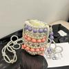 Women's Bag Exquisite and Cute Beaded Contrast Drawstring Women's Bucket Bag Spring New Mini One-shoulder Crossbody Bag for Women