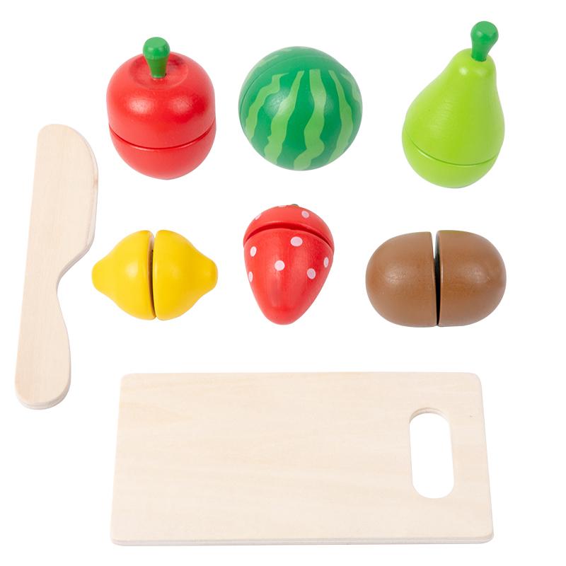 

Pretend Cutting Play Food Wooden Toys,Children s Kitchen Educational Early Learning Enlightenment Colorful Food Awareness Game