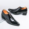 Herrenschuhe glänzende Freizeitschuhe aus Leder Herren Frühling und Herbst Mode spitz Businessschuhe Reißverschluss vorne Kleid dicker Absatz höhenvergrößernde Schuhe