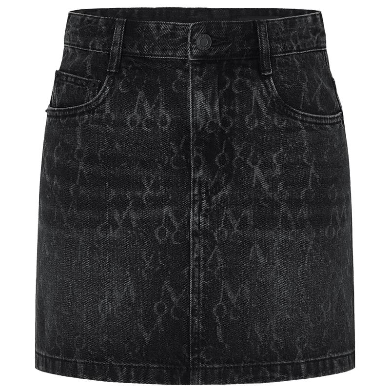 MO&Co. Laser Monogram Washed Denim Mini Skirt XS 155