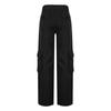 Fashion Women's Cuffed Multi-pocket Button Cargo Pants Low Waist Wide Leg Jeans