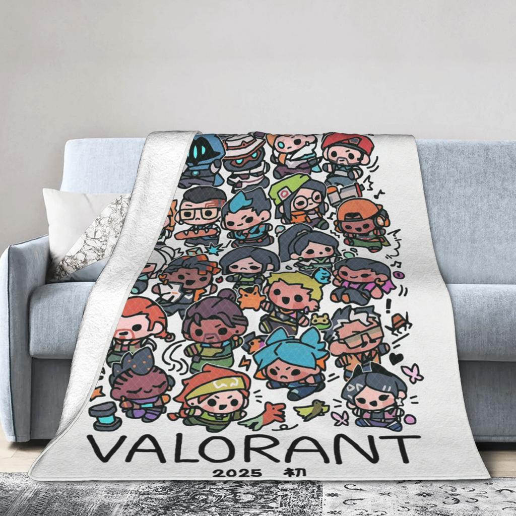 Valorant Game Flannel Blanket Winter  Soft Durable Bedding Throws for Kids Adult Living Room Fluffy Bedspread Sofa Bed Cover