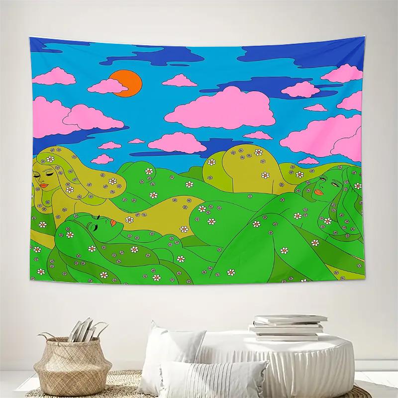 Bohemian Tapestry Wall Hanging Nature Landscape Backdrop Aesthetic Room Decor Hippie Wall Art Bedroom Wall Decor Home Textile La