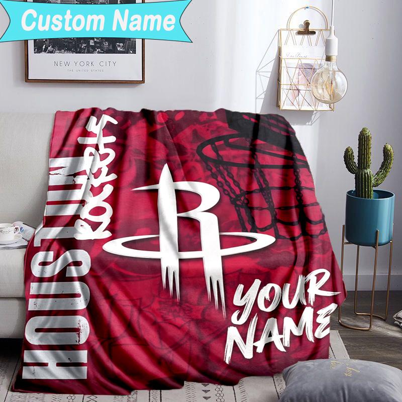 Custom Name Blanket Rockets Basketball Team Blanket Bedding Blanket for Travel, Camping, Living Rooms, Offices, Sofas, Fan Christmas gift