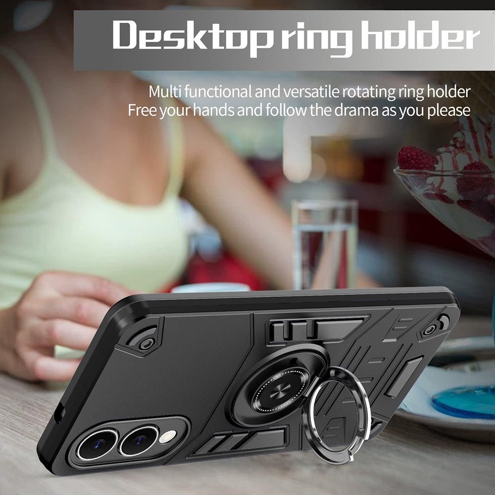 For Samsung Galaxy S25 Edge Case with Ring Holder Kickstand PC + TPU Anti-Fall Phone Cover