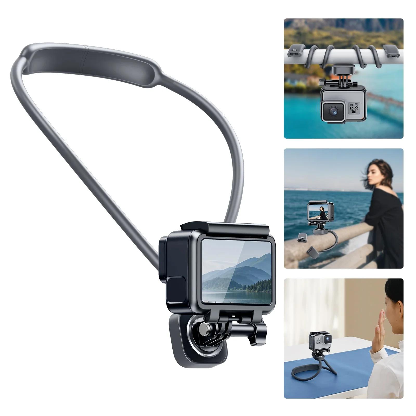 Eary Neck Phone Holder Hands Free Phone Stand For POV Vlog Video Chest Mount For Recording Selfie Multi-Functional Clip Bracket