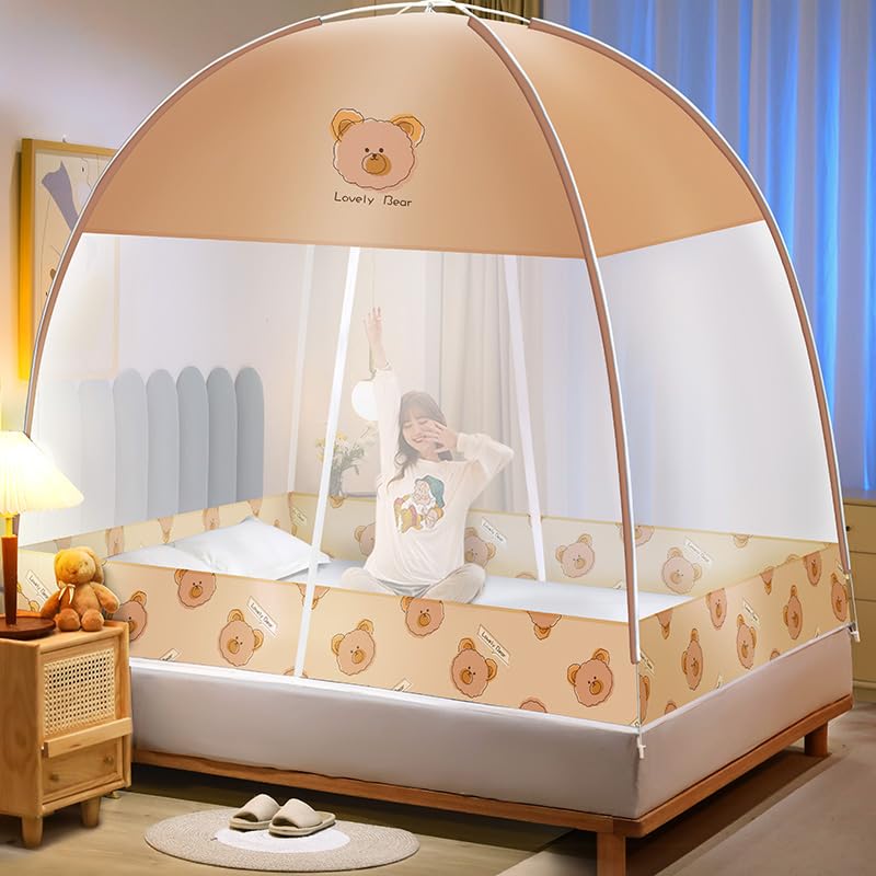 Mosquito Net Tent Improved with Bottom Mosquito Net Bed Tent for Insect Mosquito and Centipede Easy Convenient Summer Use One-Touch [2025 Model,