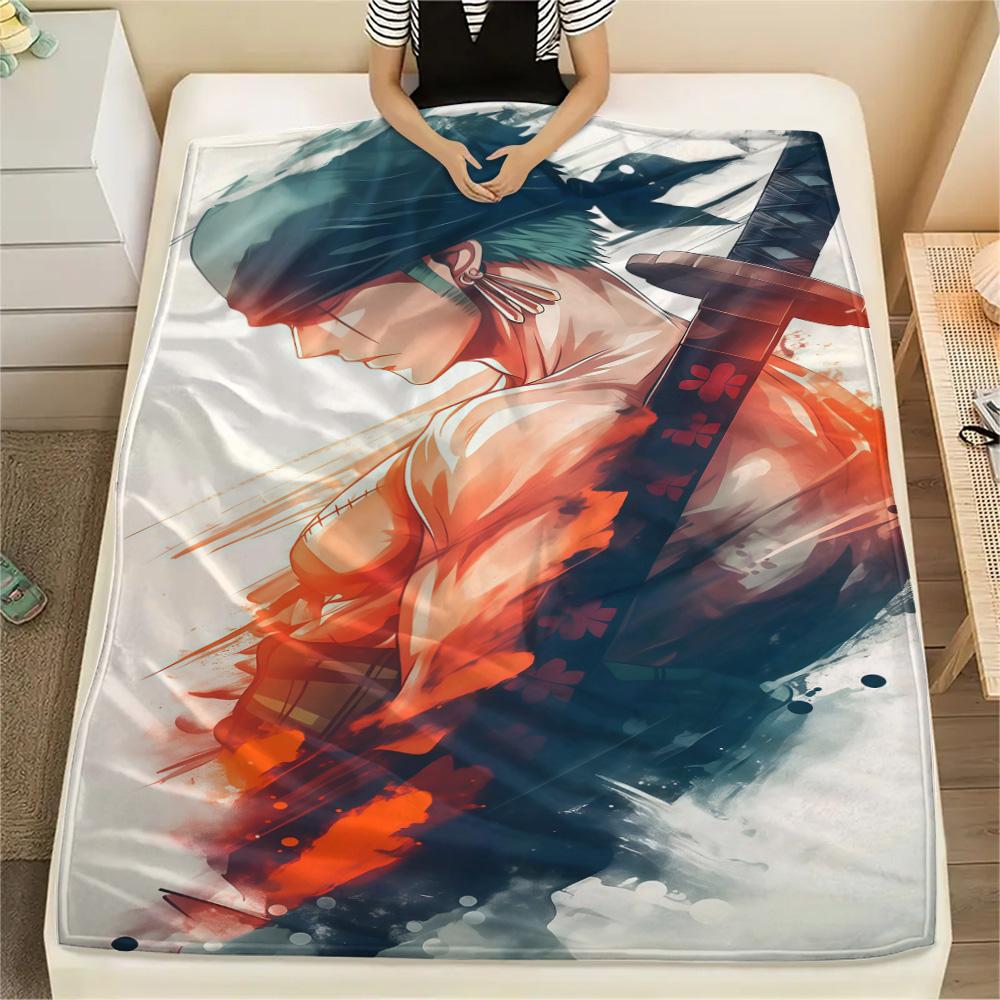 1PC Roronoa Zoro Patterned Flannel Blanket Suitable For All Seasons For Home Decor Warmth And Comfort Gifts Holiday Present