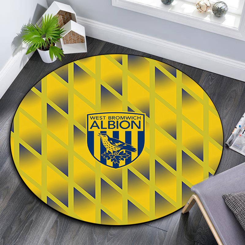 West Brom,Round Area Rug,Carpet Rug for Living Room Bedroom Sofa Playroom Decor,Non-slip Floor Mat