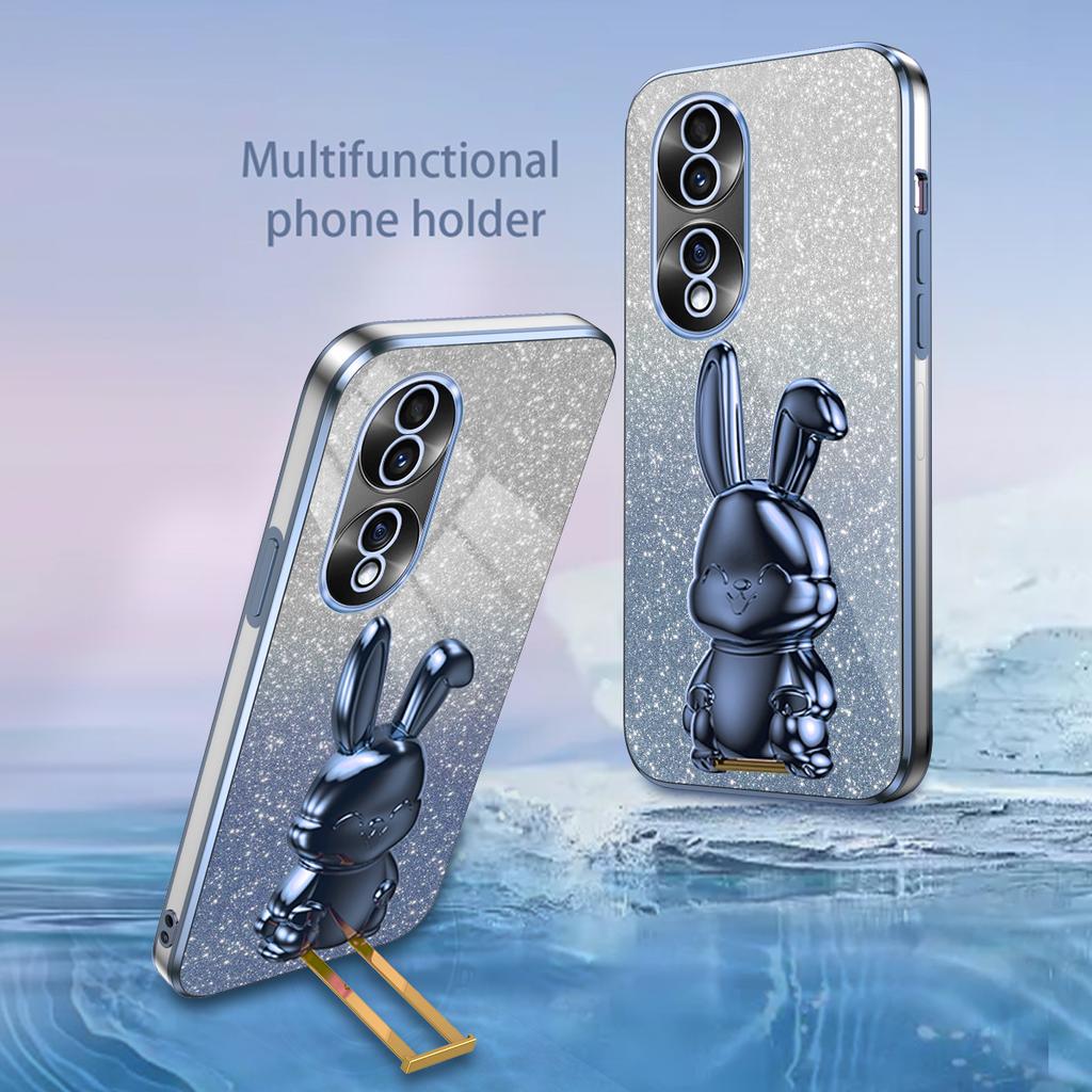 For Honor 70 5G Cell Phone Case Cartoon Rabbit PC+TPU Back Cover with Kickstand