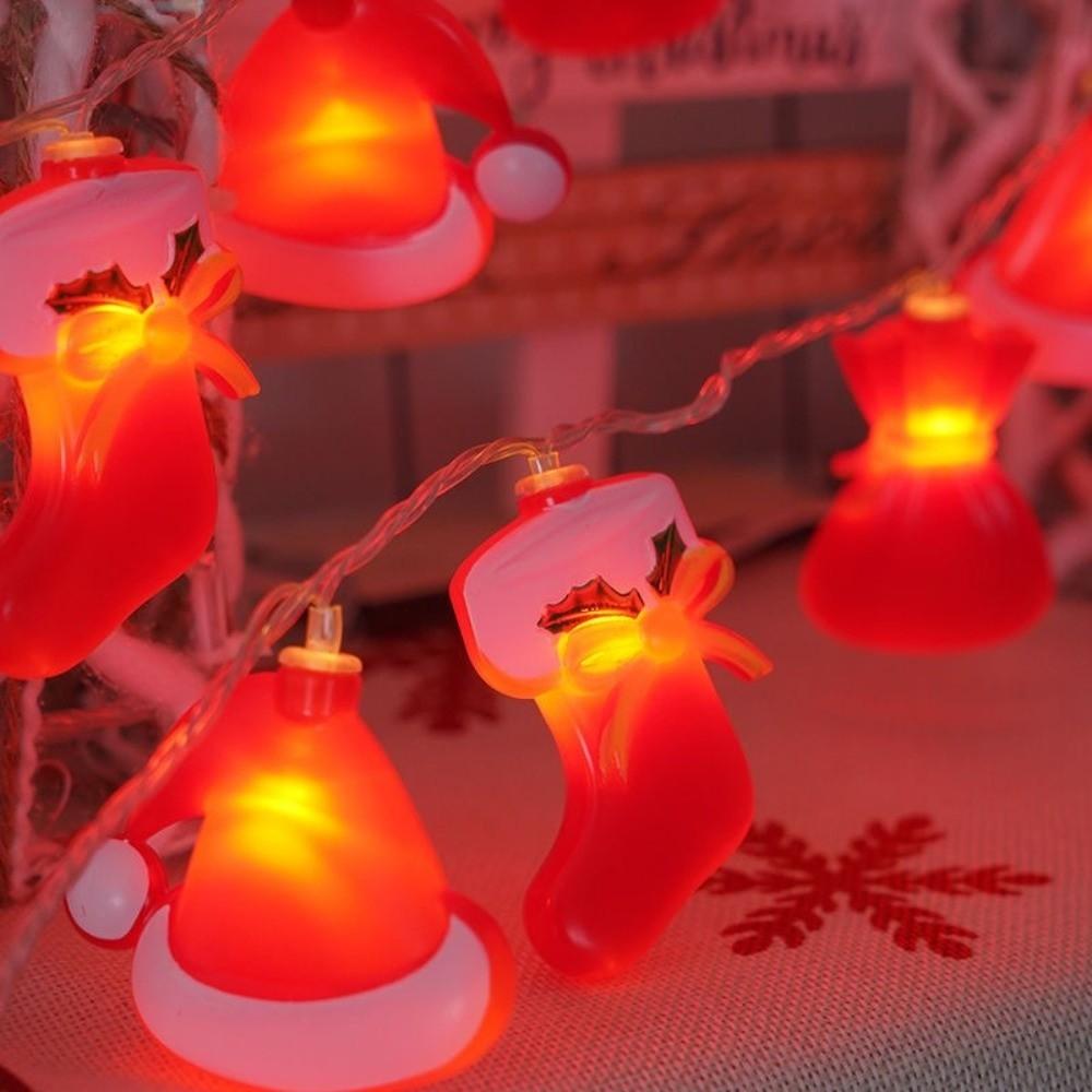 10/20/40 LED Candy Cane Light Santa Hat Xmas Tree Ornament  Home Decoration